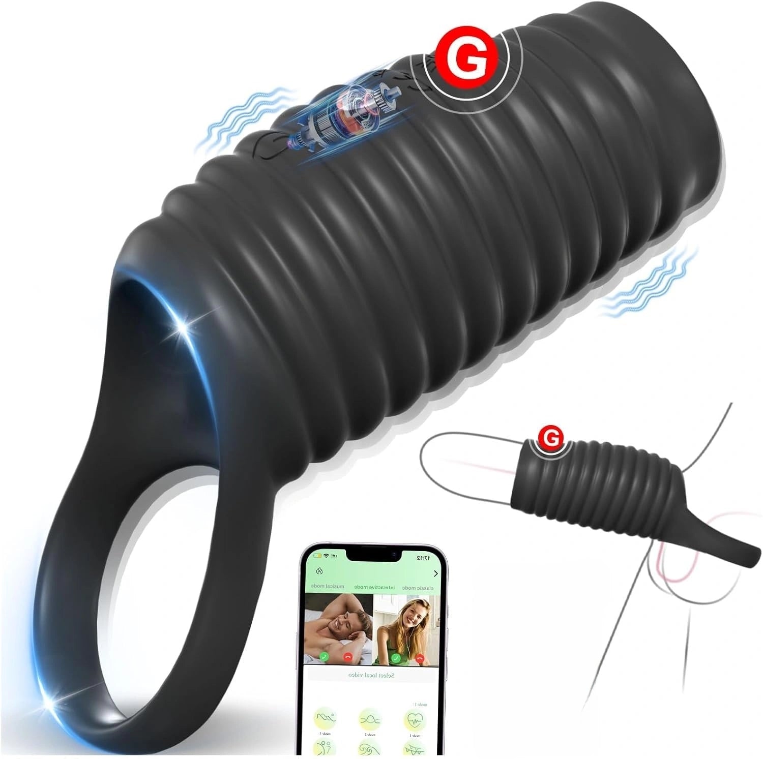APP remote control penis extension ring Penis Sleeve Vibrator