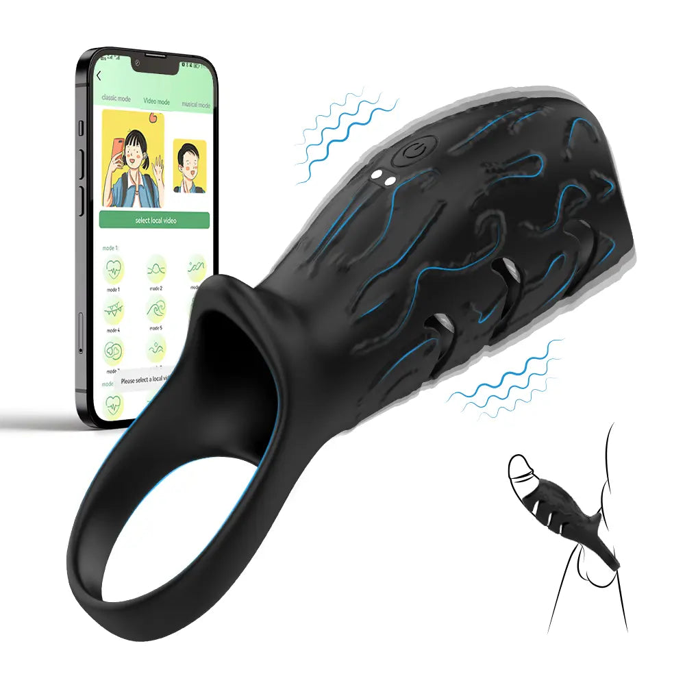 9-mode APP remote control, male penis ring and condom vibrator