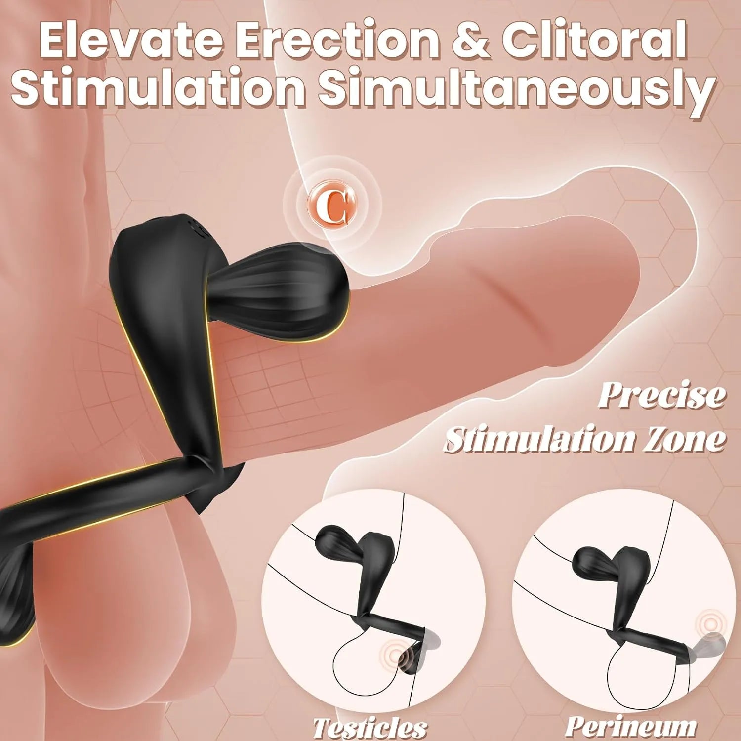 10 Modes Couples Clitoris Stimulation Perineum Vibrating Cock Ring