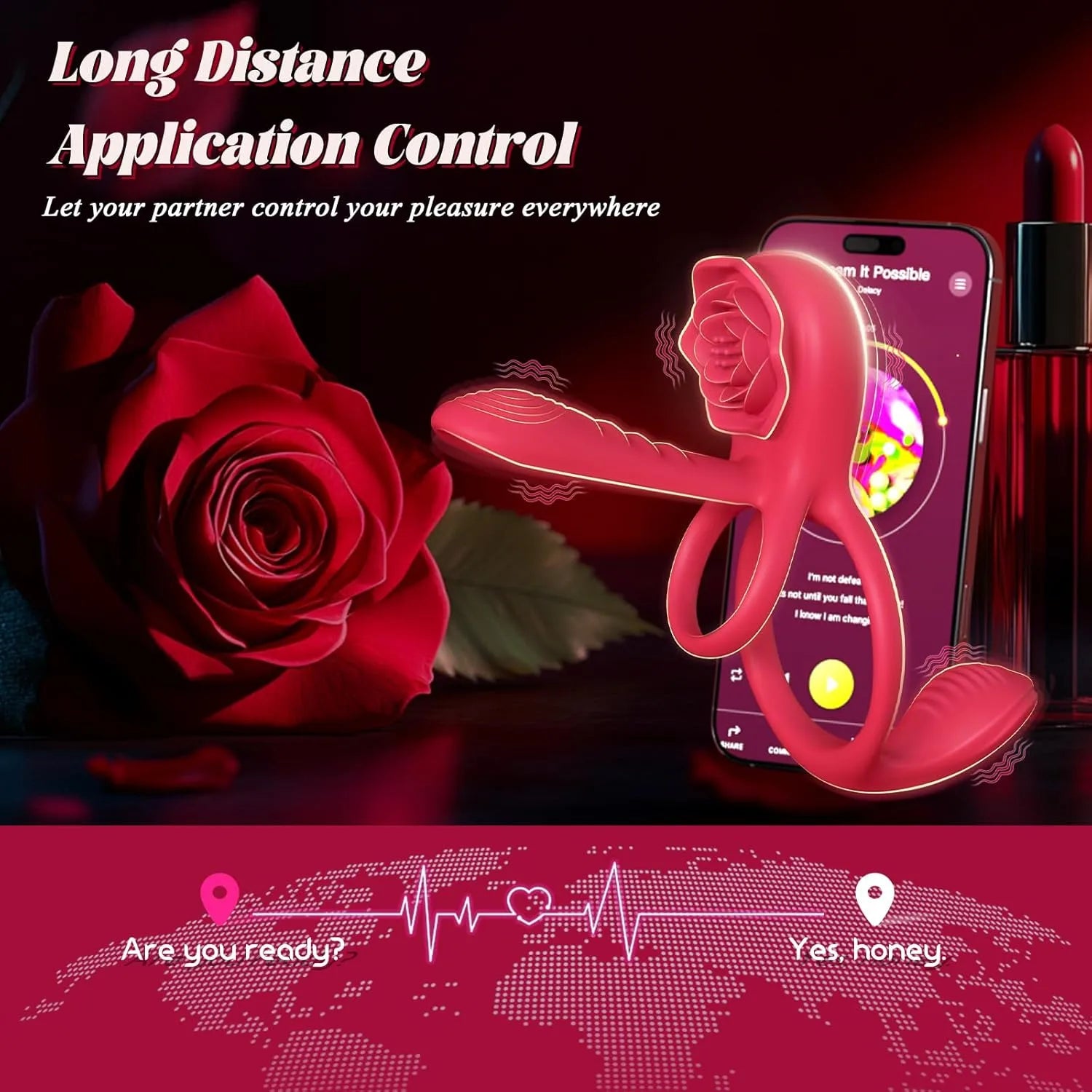 App Remote Control Couple Rose Clitoral Vibrating Cock Ring Stimulator