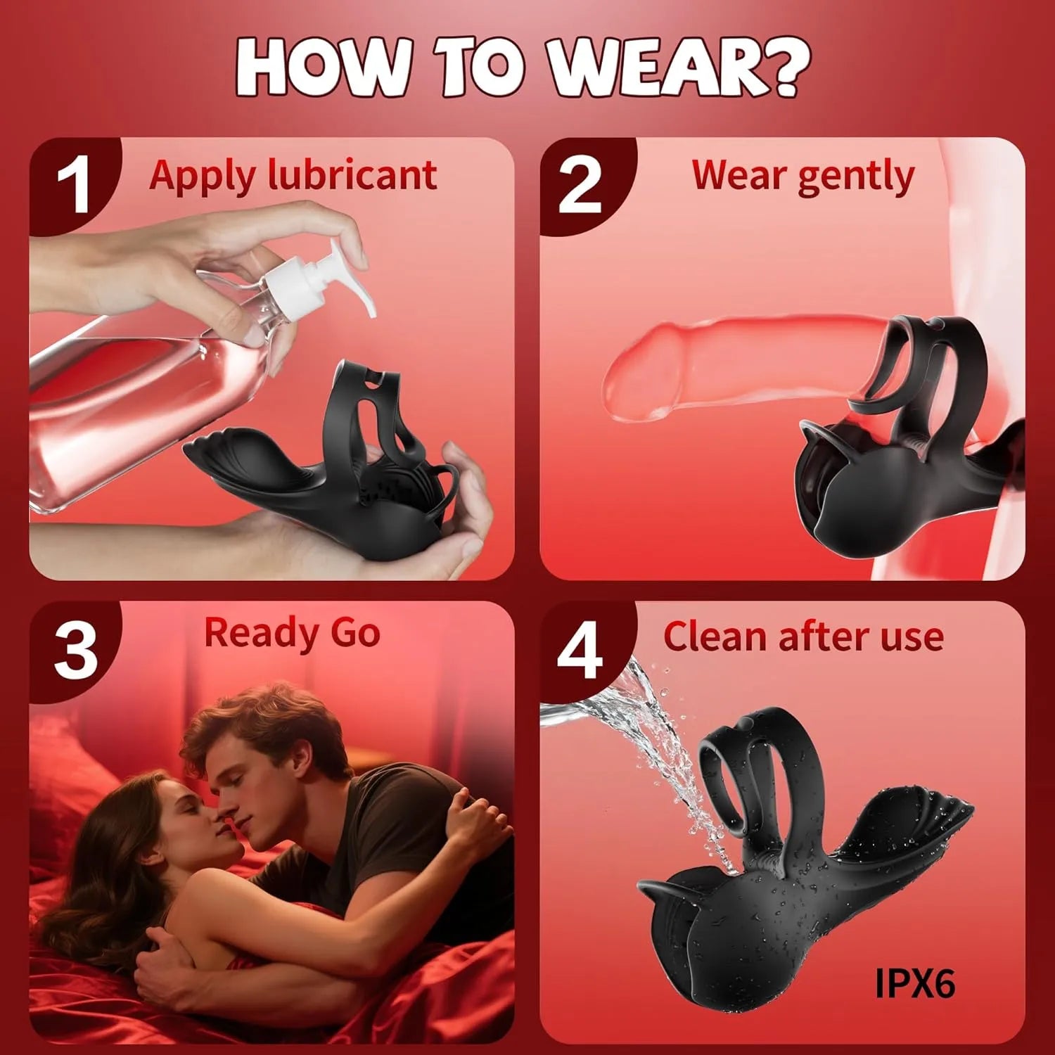 App controlled male testicle wrapped penis ring vibrator with 9 vibration and 3 heating modes