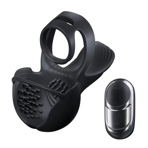 App controlled male testicle wrapped penis ring vibrator with 9 vibration and 3 heating modes