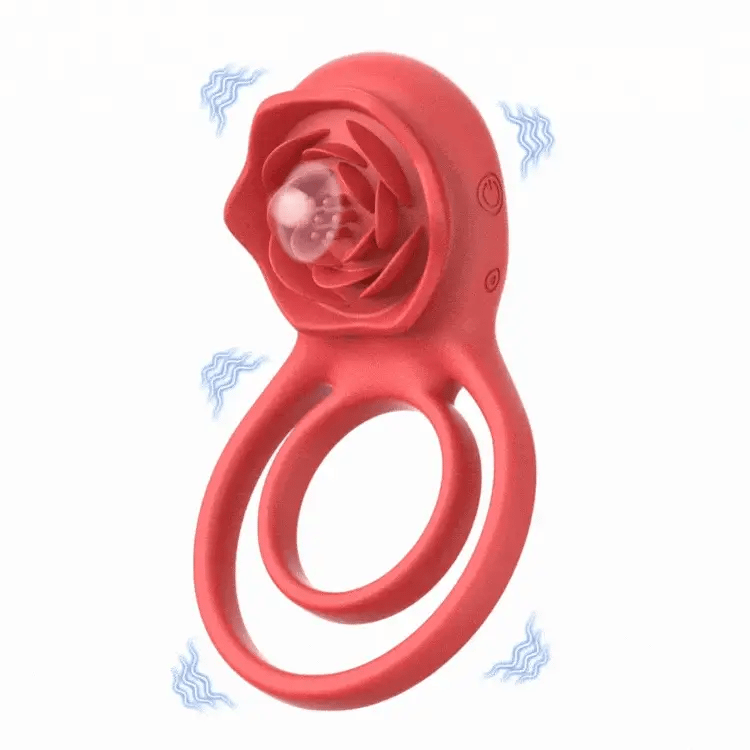 7 Modes Rose Clitoris Stimulation Vibrating Cock Ring Couple Supplies