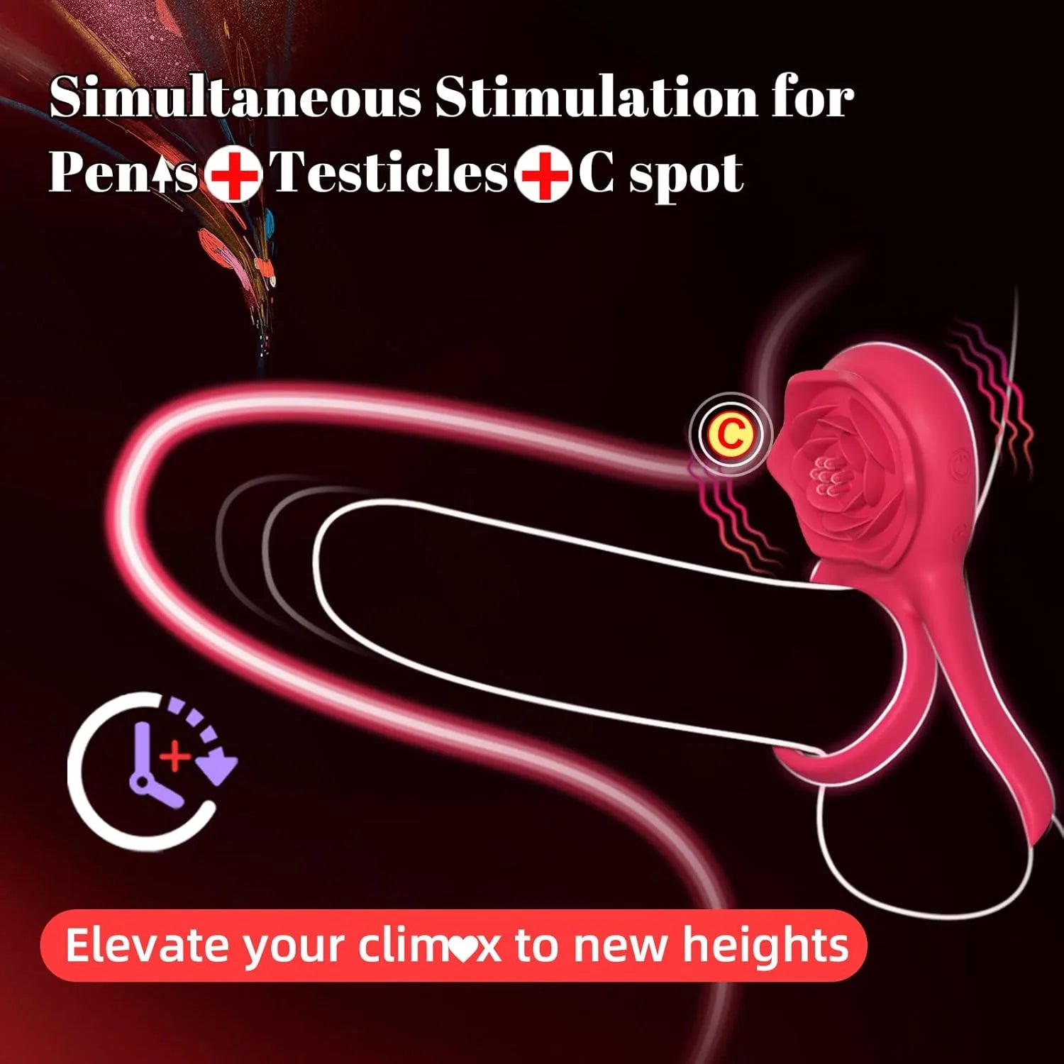 7 Modes Rose Clitoris Stimulation Vibrating Cock Ring Couple Supplies
