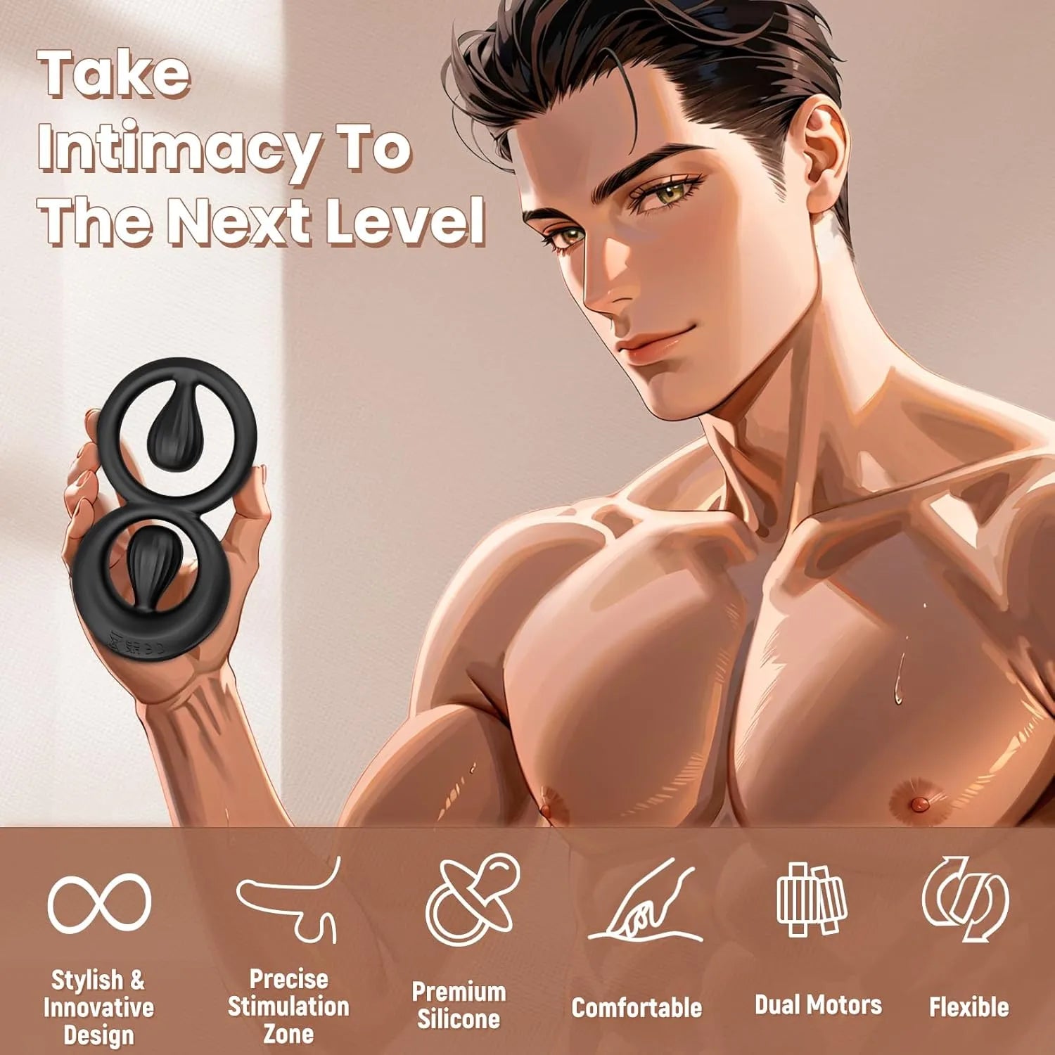 10 Modes Couples Clitoris Stimulation Perineum Vibrating Cock Ring