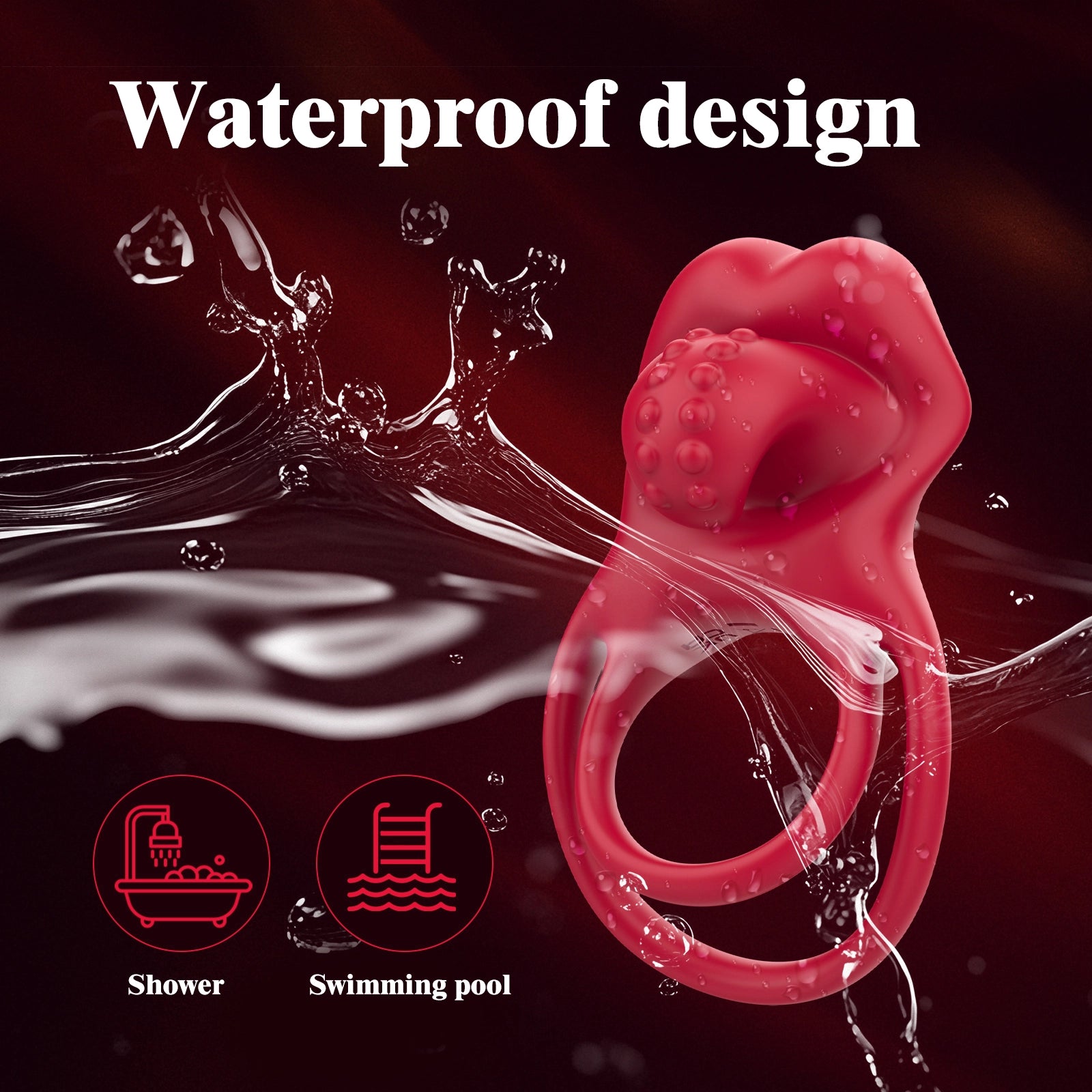 10 Modes Tongue Licking Cock Ring Clitoral Stimulator for Men and Women