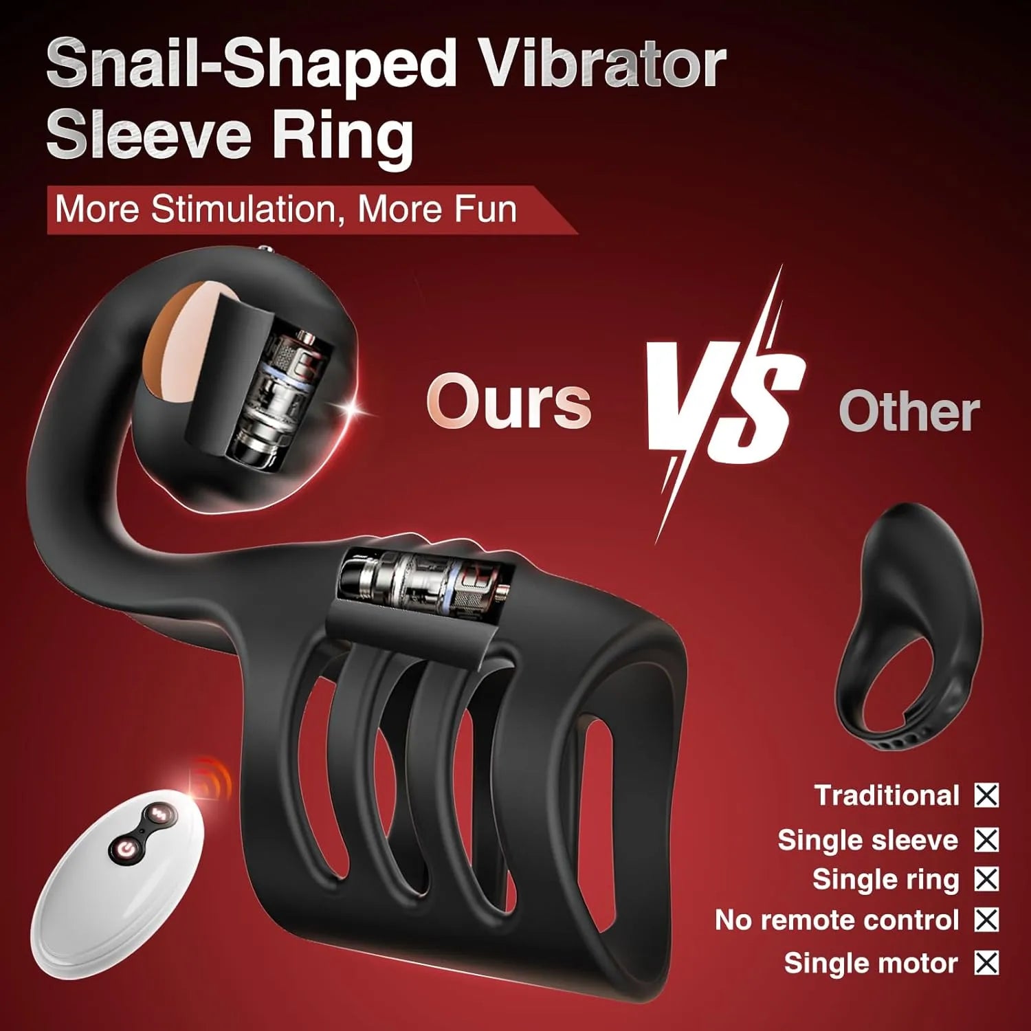 Snail-Shaped Dual Vibrator Ring with Clitoral Stimulator
