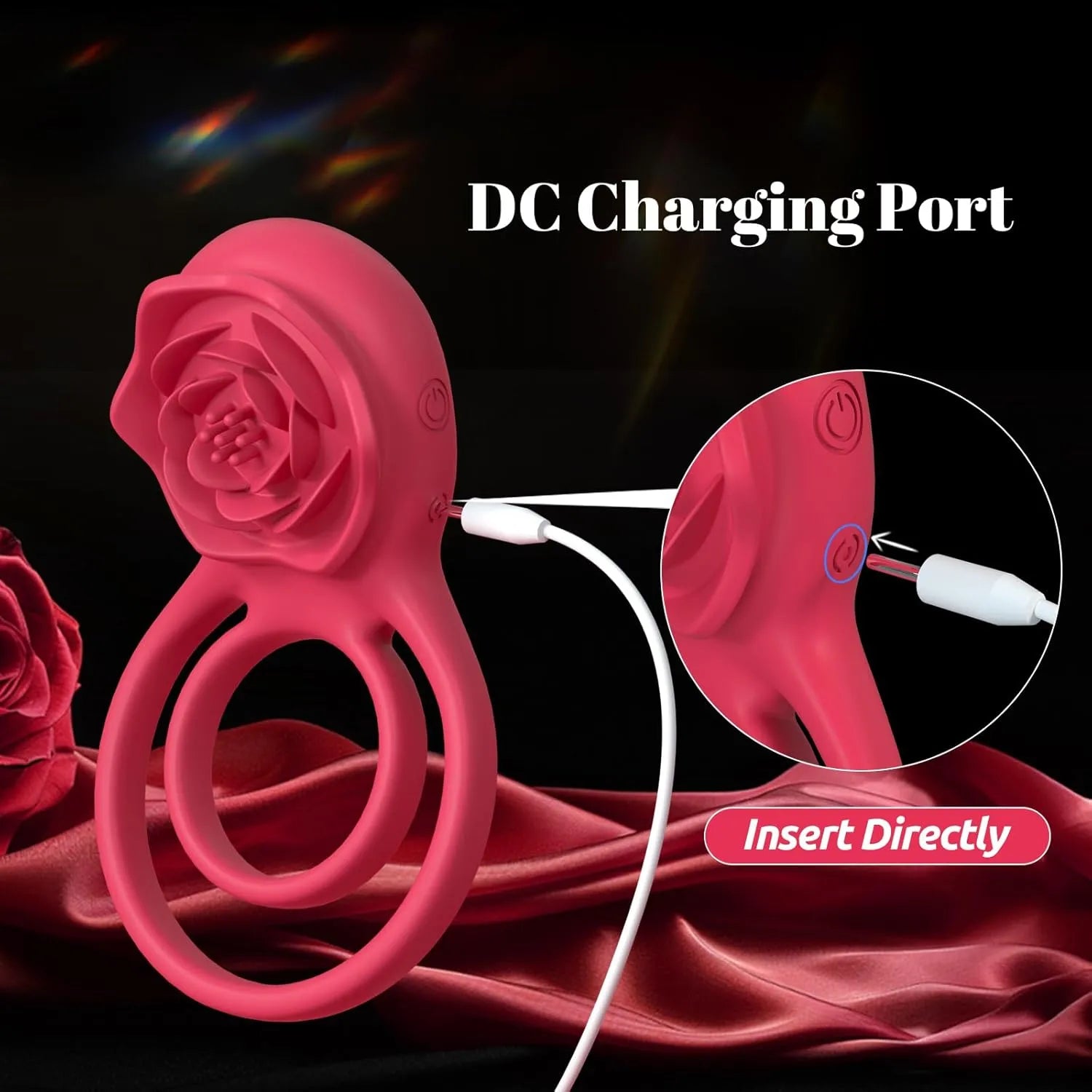 7 Modes Rose Clitoris Stimulation Vibrating Cock Ring Couple Supplies