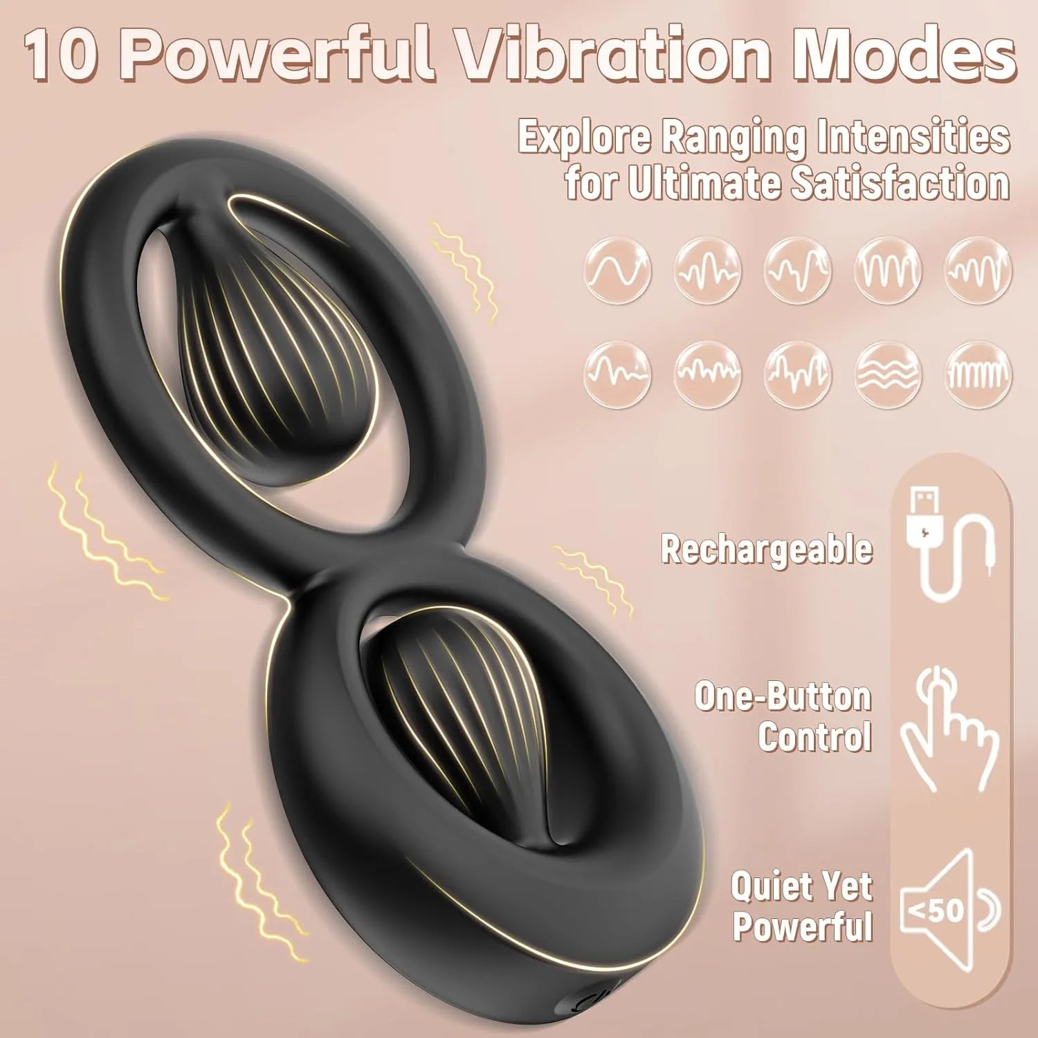10 Modes Couples Clitoris Stimulation Perineum Vibrating Cock Ring