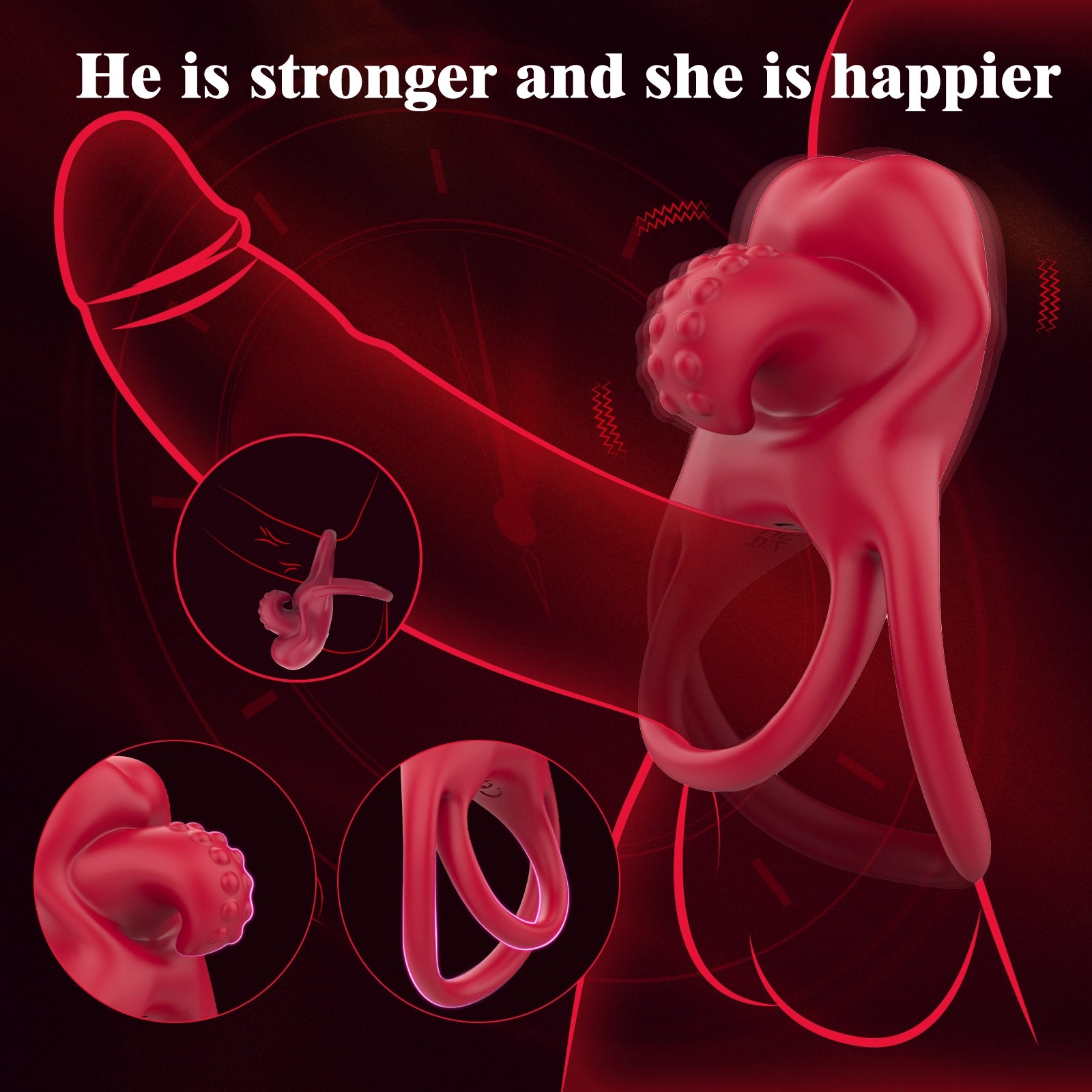 10 Modes Tongue Licking Cock Ring Clitoral Stimulator for Men and Women