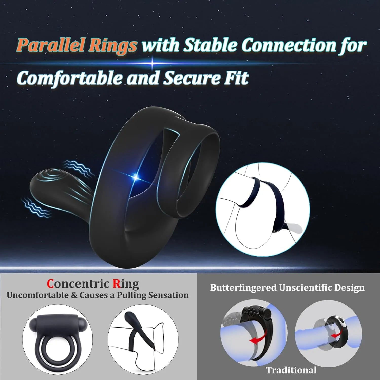 9-speed remote control dual ring vibrating penis ring couple stimulator