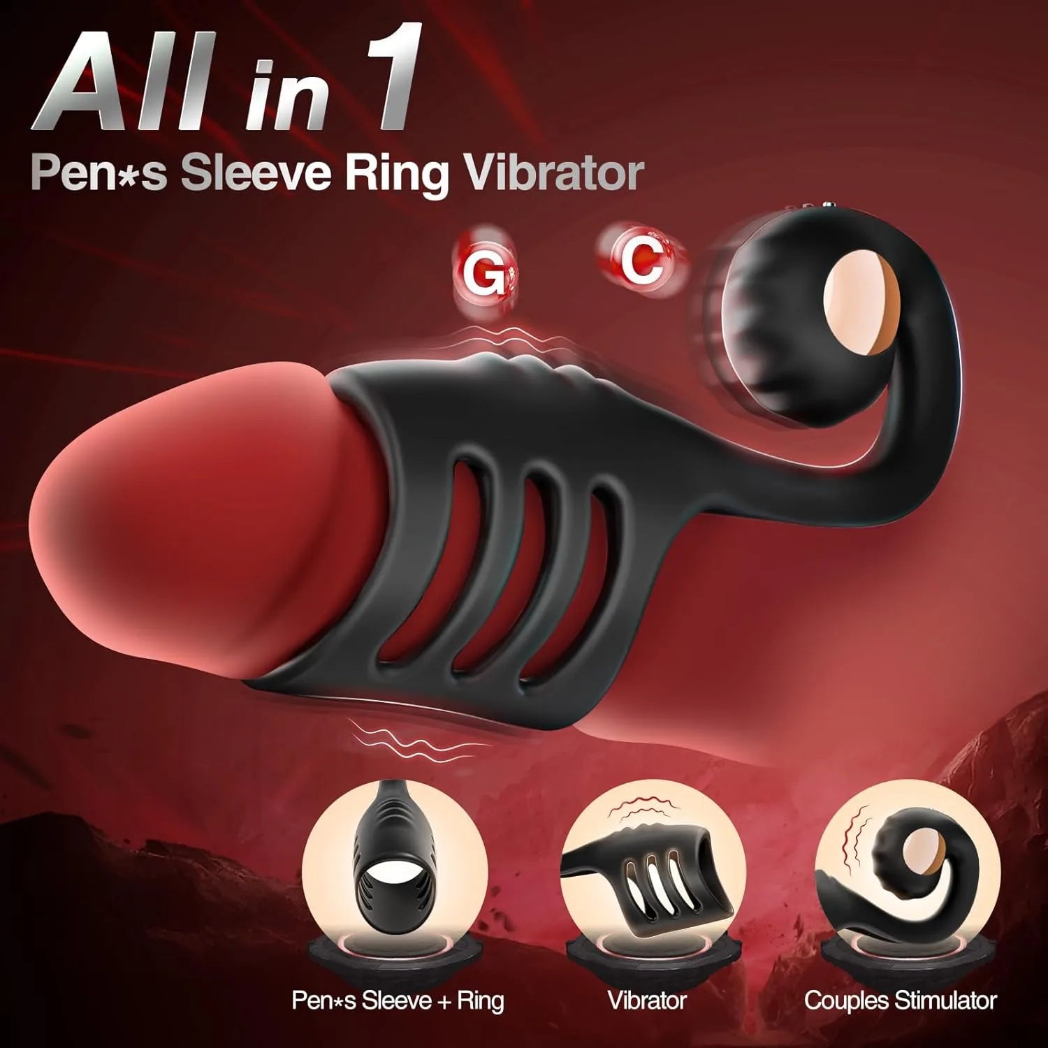 Snail-Shaped Dual Vibrator Ring with Clitoral Stimulator