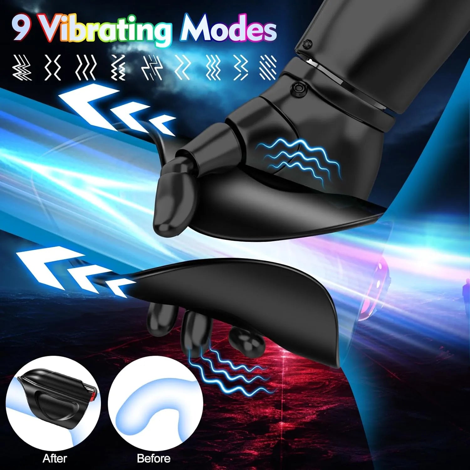 Men's Wrap Penis Vibrator with 9 Modes and LED Display