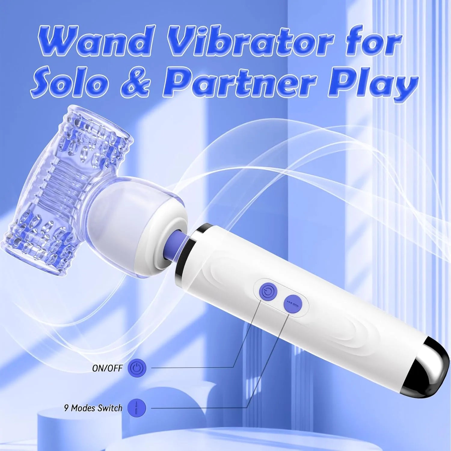 2 in 1 Couples 9 Modes Clitoris Penis Stimulation Masturbator Penis Vibrator