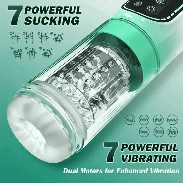 Men's waterproof penis vibrating masturbator sucking rotation thrust