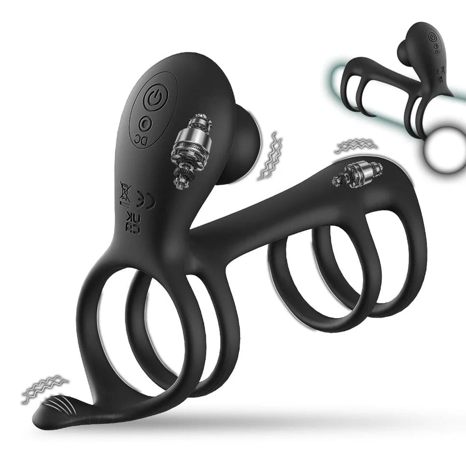 Male multi-ring wearable penis ring vibrator