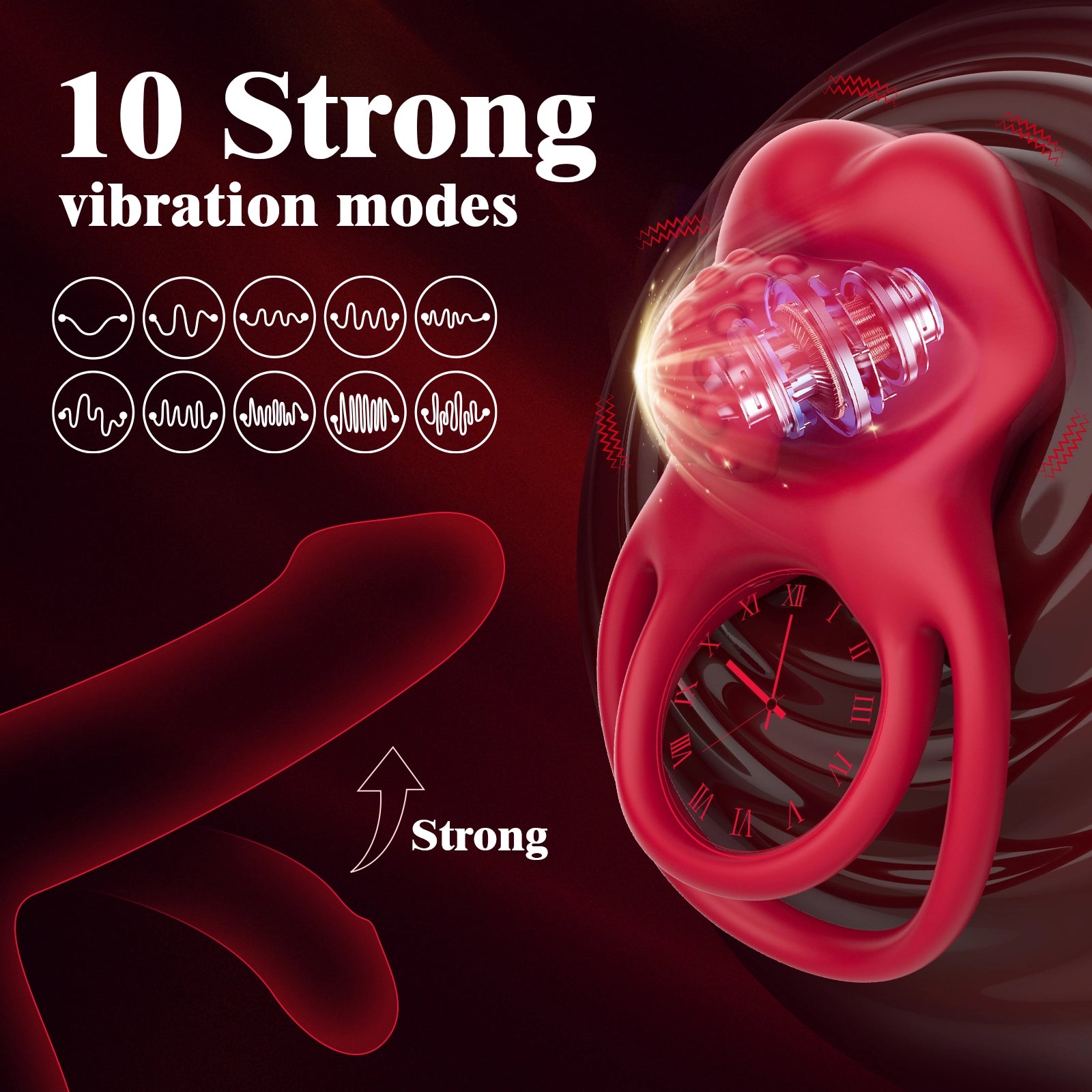 10 Modes Tongue Licking Cock Ring Clitoral Stimulator for Men and Women