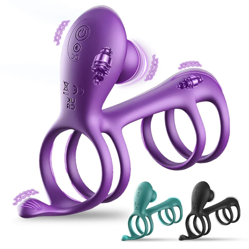 Male multi-ring wearable penis ring vibrator