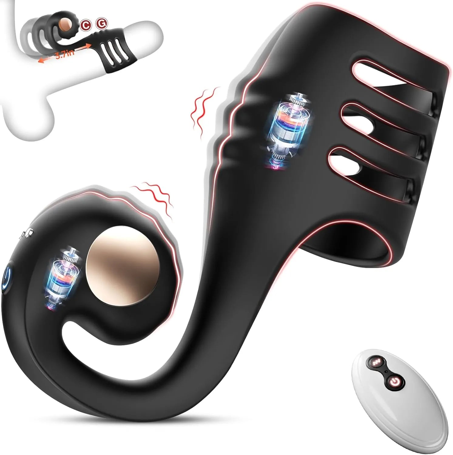 Snail-Shaped Dual Vibrator Ring with Clitoral Stimulator