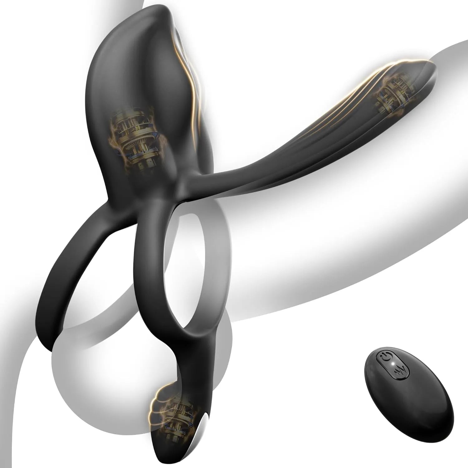 Remote controlled 10-mode 4-in-1 penis ring vibrator for men and women, stimulates G-spot, clitoris,