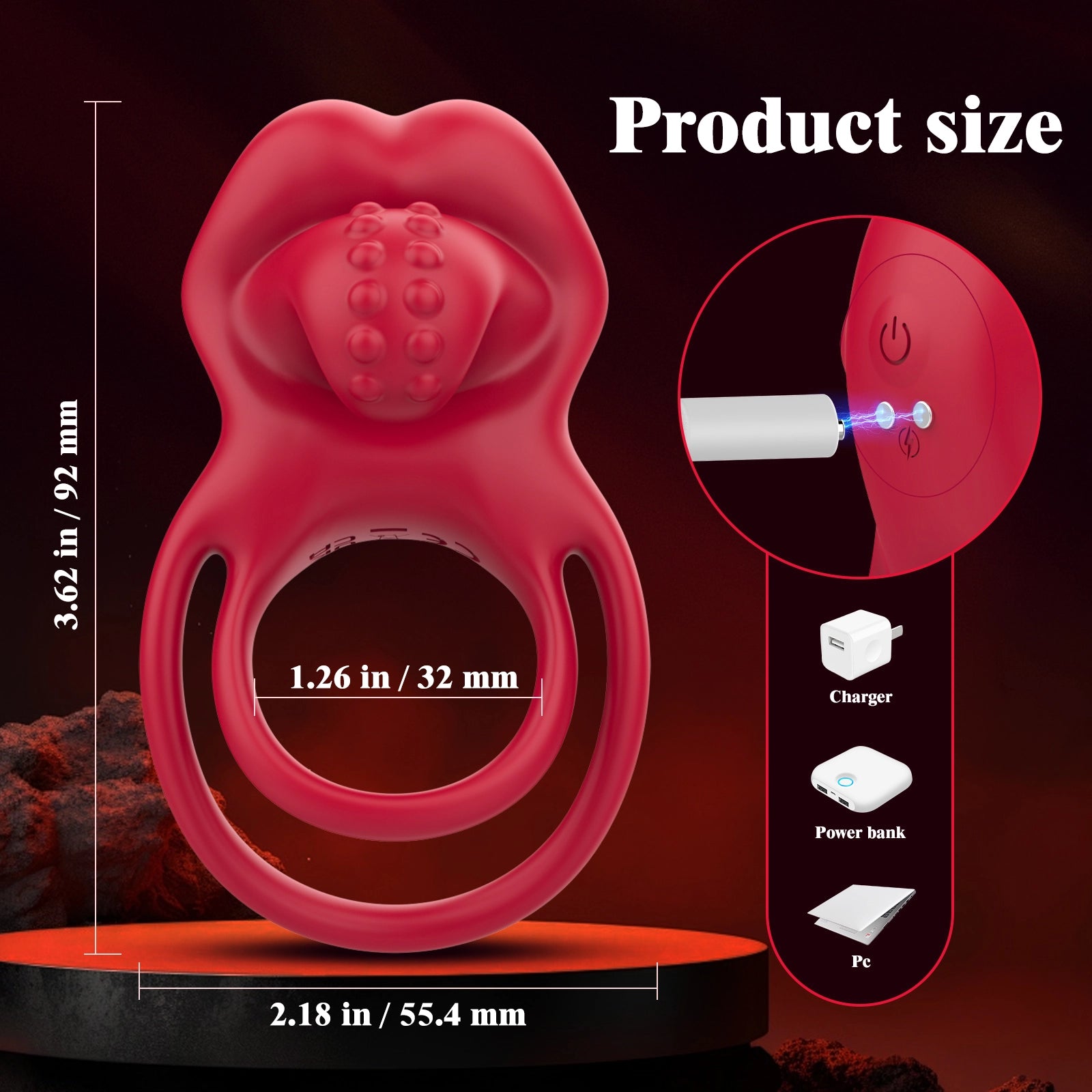 10 Modes Tongue Licking Cock Ring Clitoral Stimulator for Men and Women