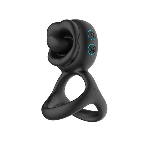 Triangular vibrating penis ring for men and women with 10 vibration modes and 10 tongue licking and rotation modes