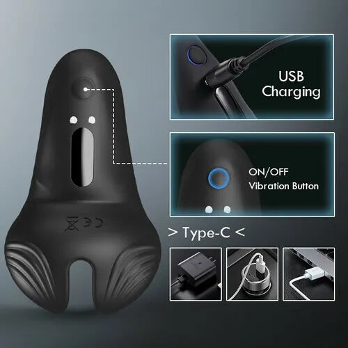 APP Controlled 10-Level Vibration Penis Ring Testicle Stimulator