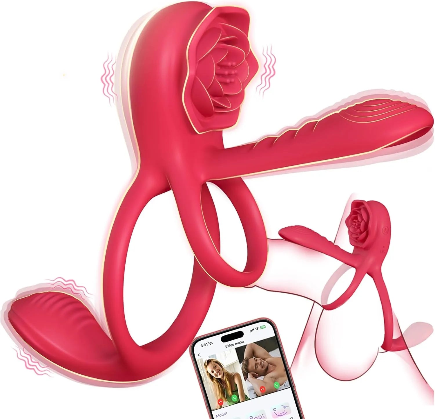 App Remote Control Couple Rose Clitoral Vibrating Cock Ring Stimulator