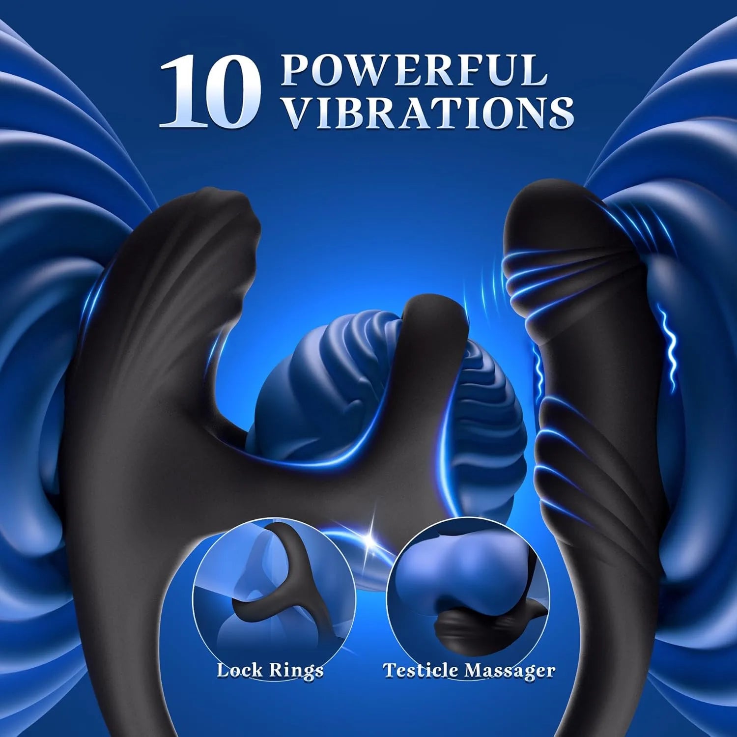 APP Control 10 Modes Vibration Rotation Prostate Massager Vibrating Penis Ring