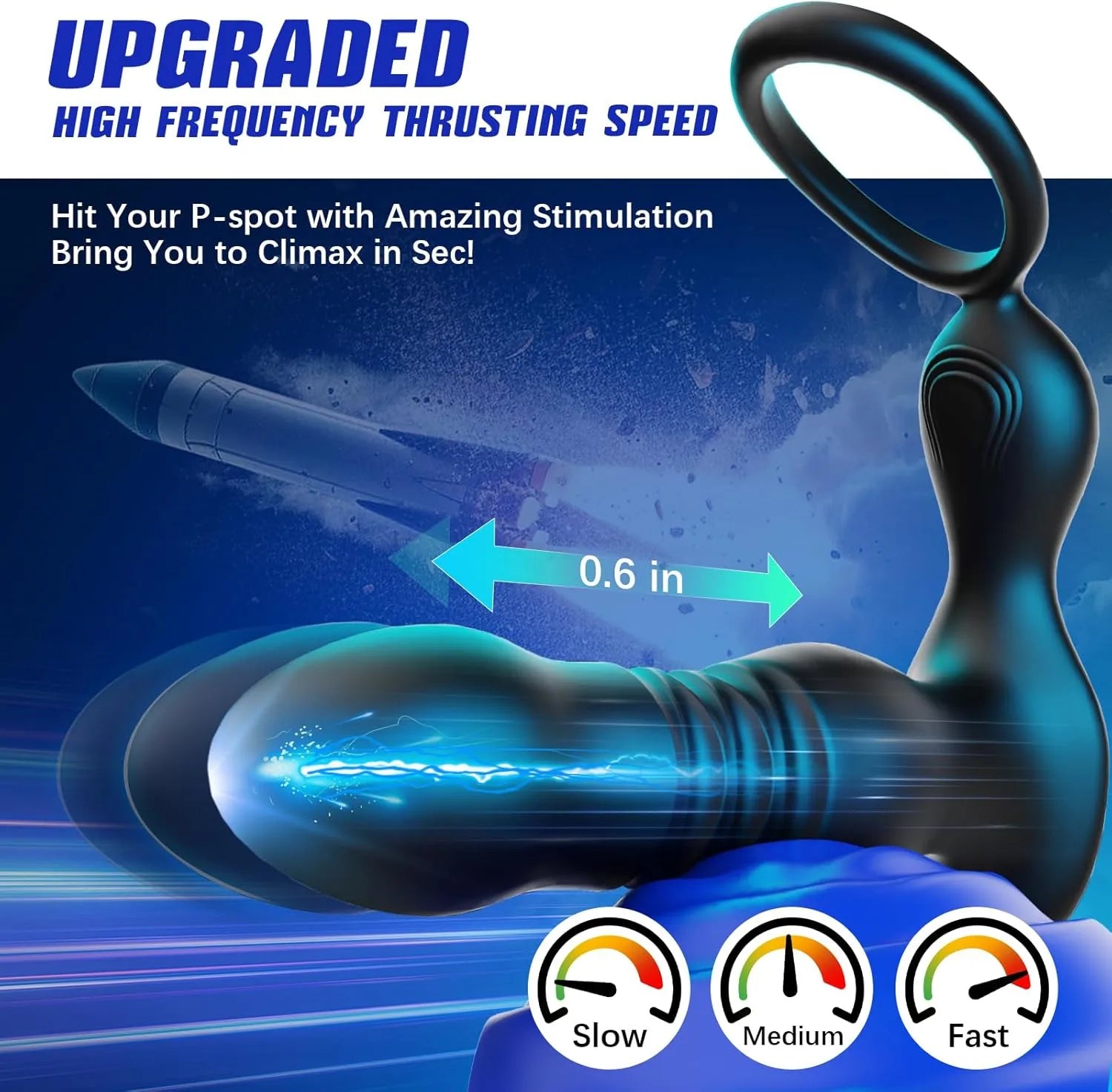 Remote Control 7 Modes Vibrating Butt Plug Thrust Prostate Massager with Penis Ring