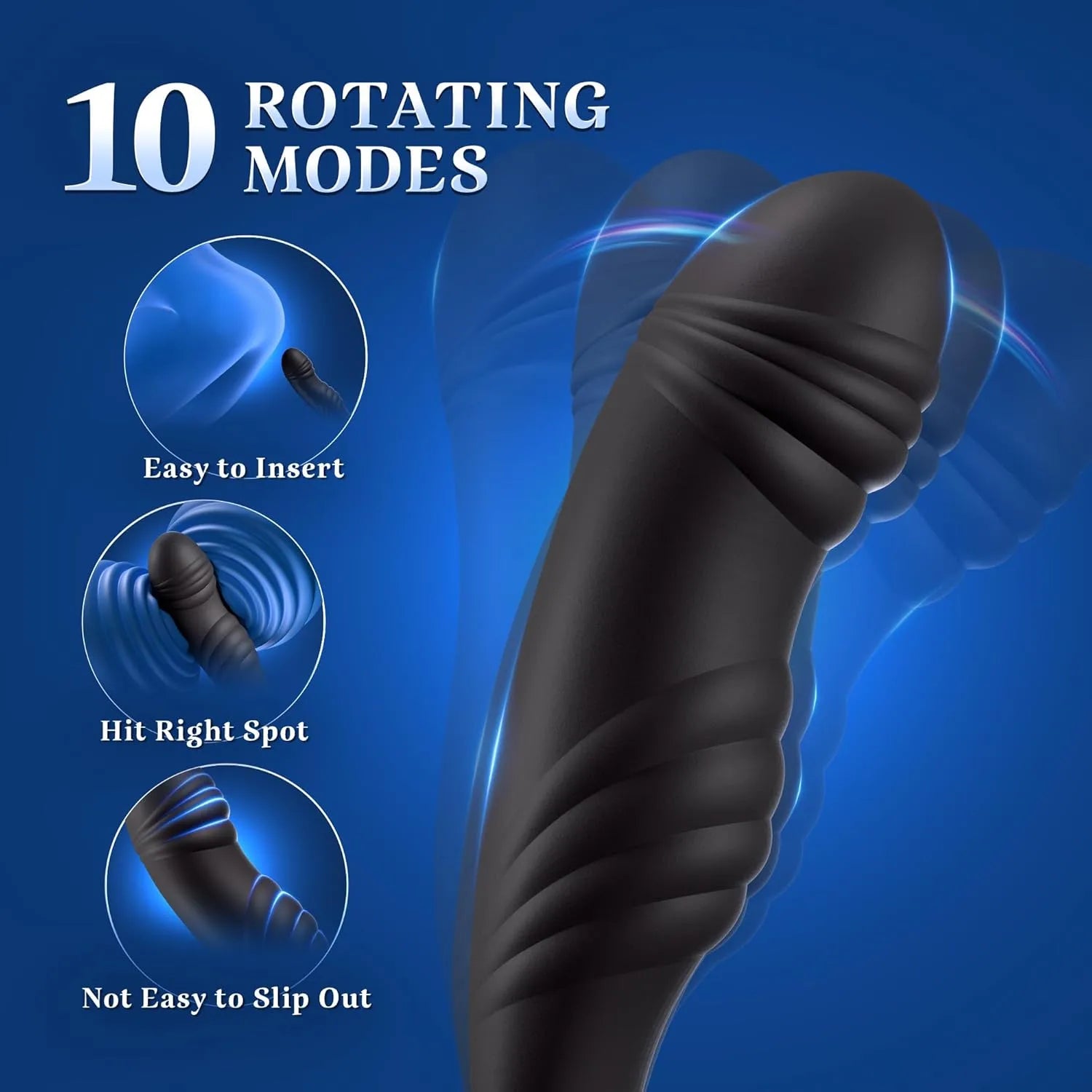 APP Control 10 Modes Vibration Rotation Prostate Massager Vibrating Penis Ring