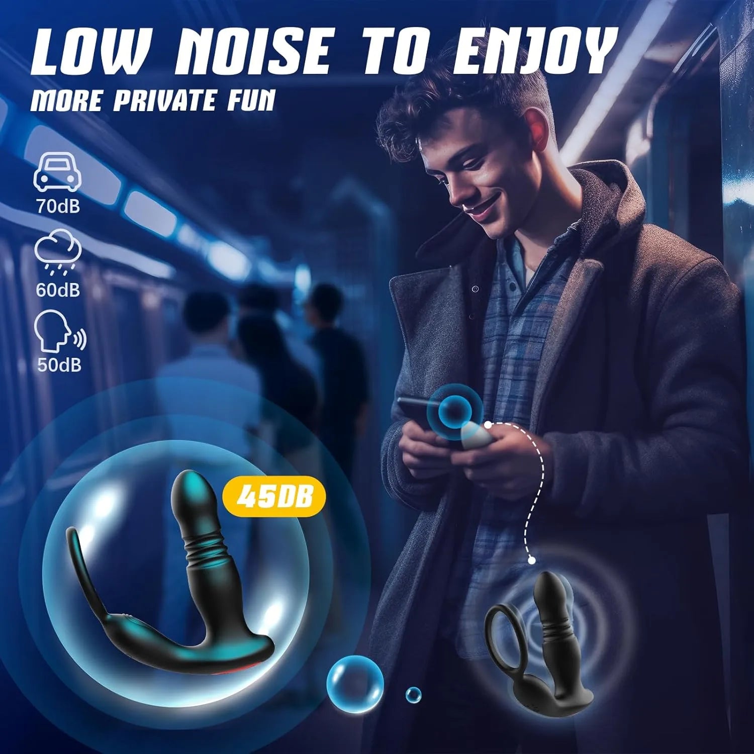Remote Control 7 Modes Vibrating Butt Plug Thrust Prostate Massager with Penis Ring