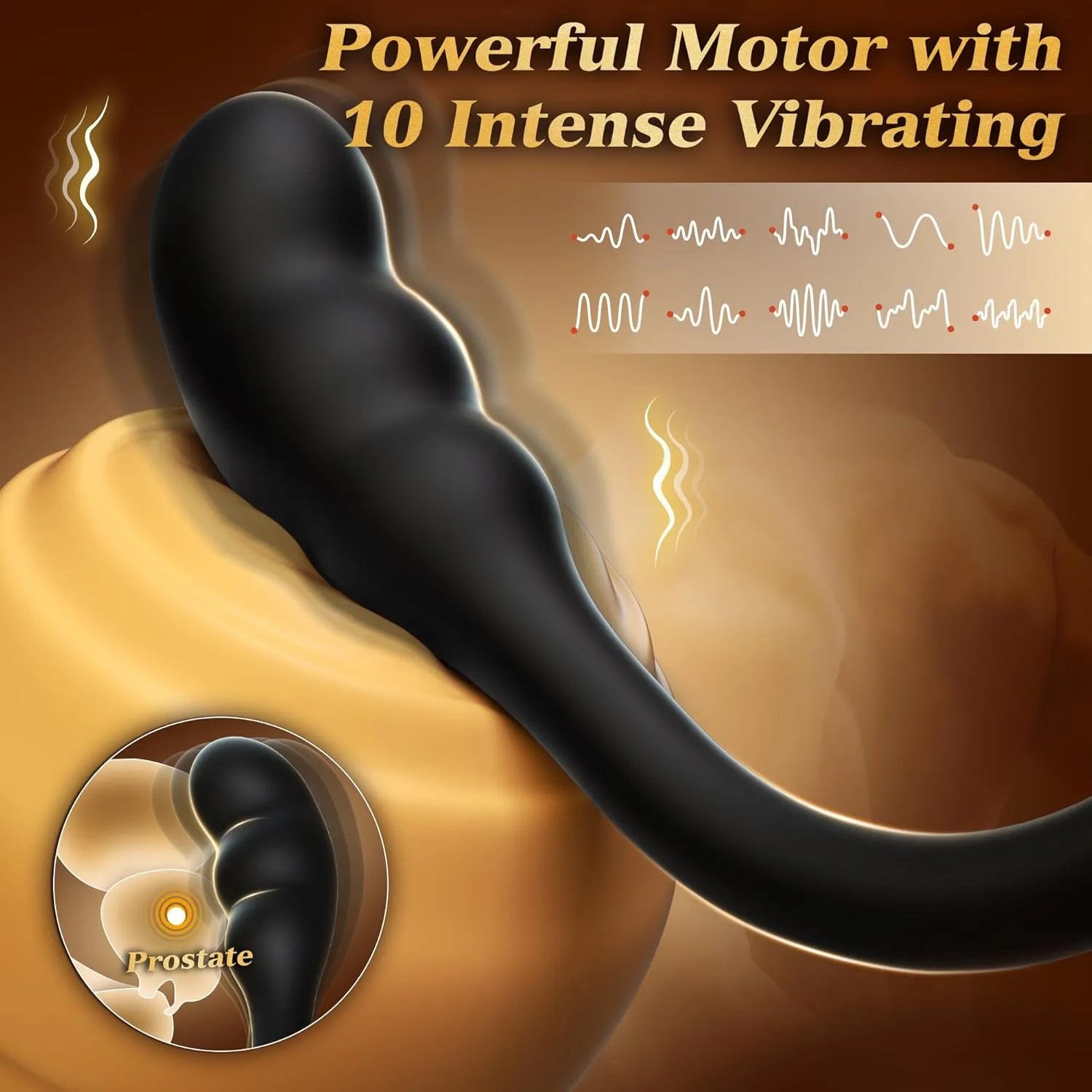 10 Modes Prostate Butt Plug Vibrating Cock Ring Toy with Remote Control
