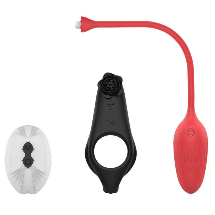 Detachable Design Vibrating Cock Penis Ring With Anal Plug for Couple