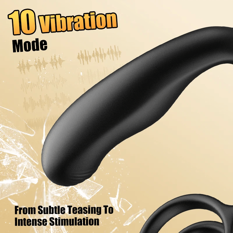 10 Modes 360° Rotating Vibrating Double Penis Ring Wearable Prostate Massager