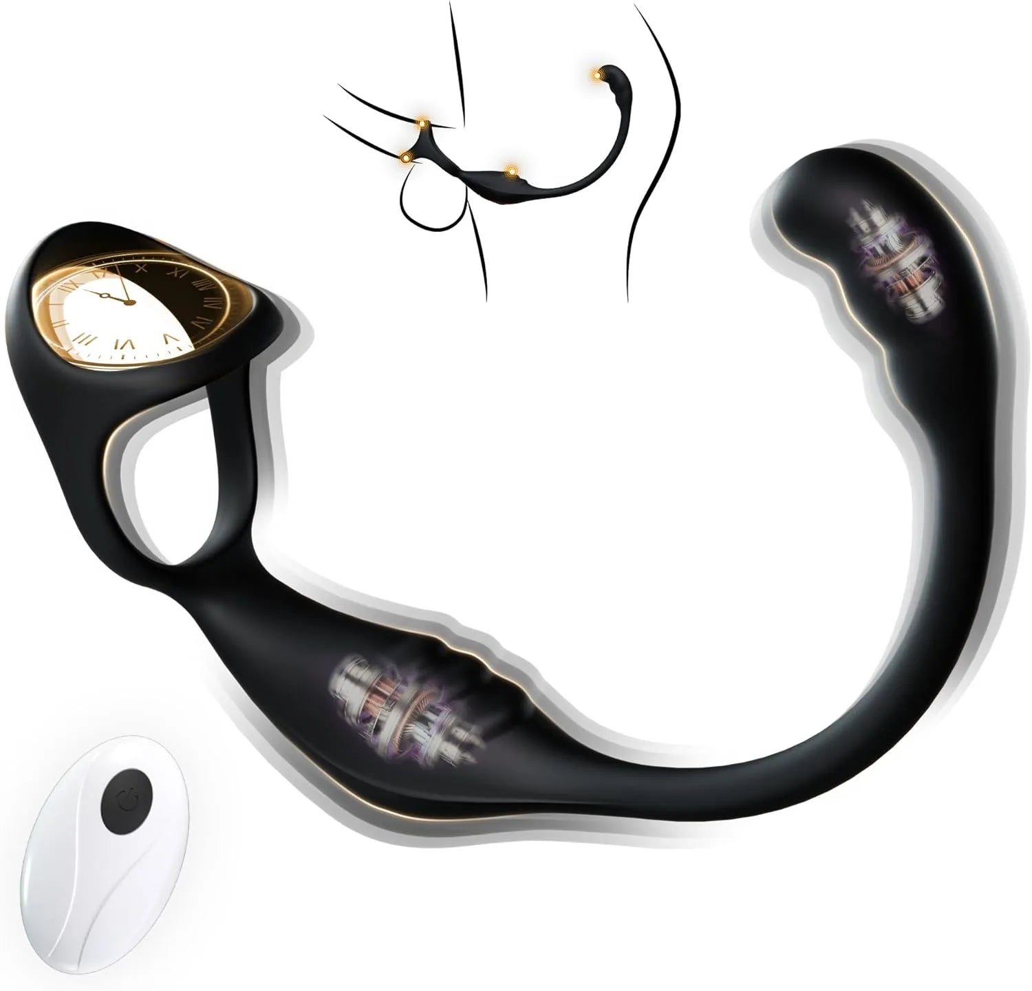 10 Modes Prostate Butt Plug Vibrating Cock Ring Toy with Remote Control