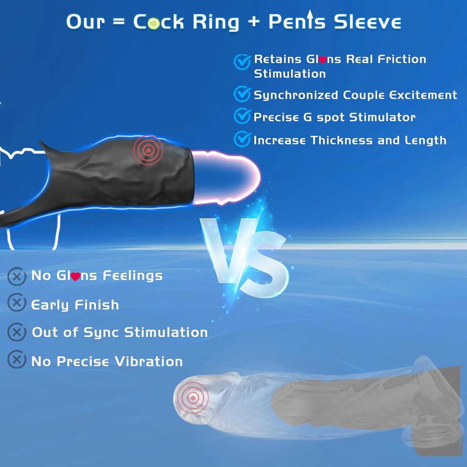 10-frequency male testicular G-spot stimulation Penis Sleeve Vibrator