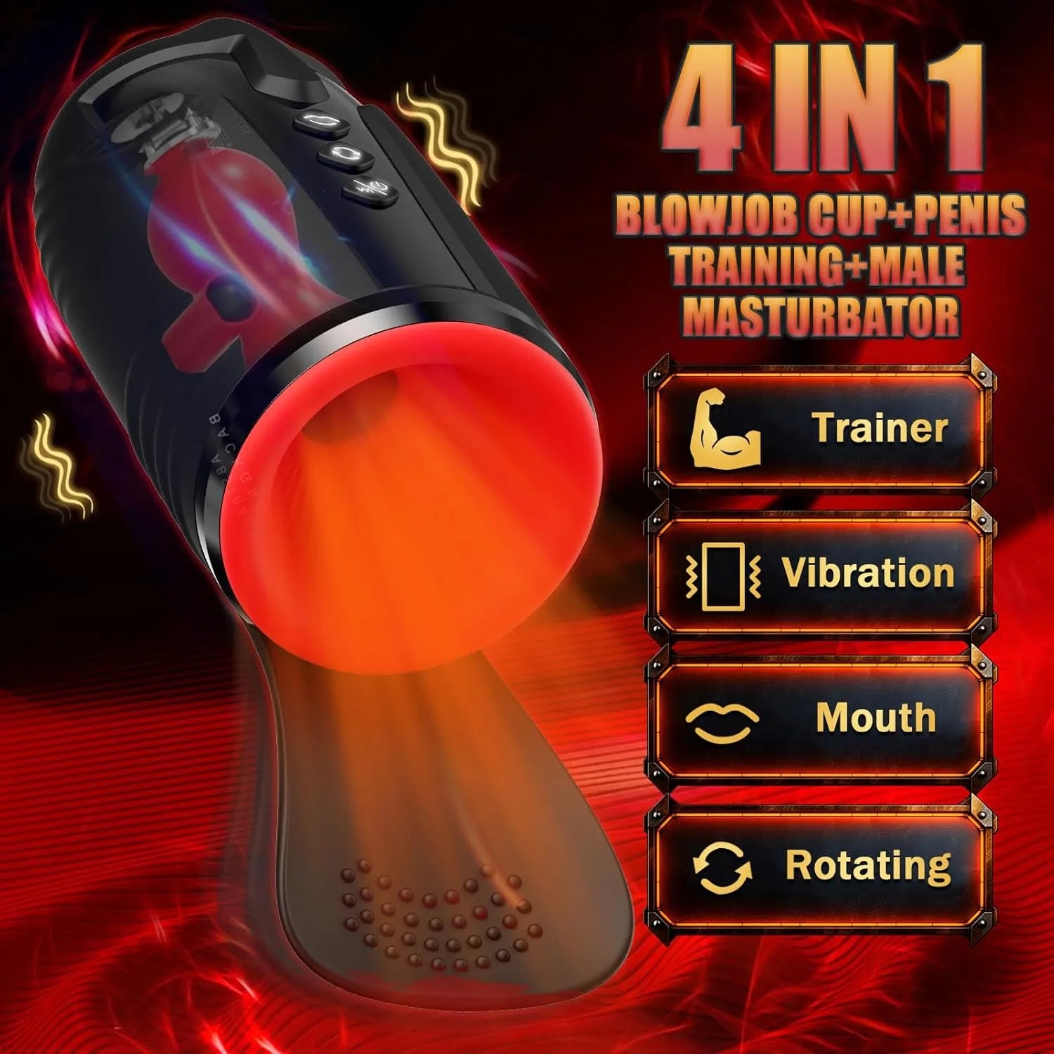 10x Vibration, 5x Suction, 3x Rotation: Male Glans Focused Masturbator