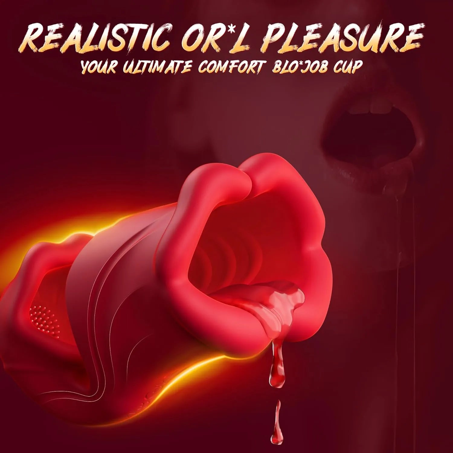 Men's double lip grip 9 modes, 360° surround oral sex penis vibrator