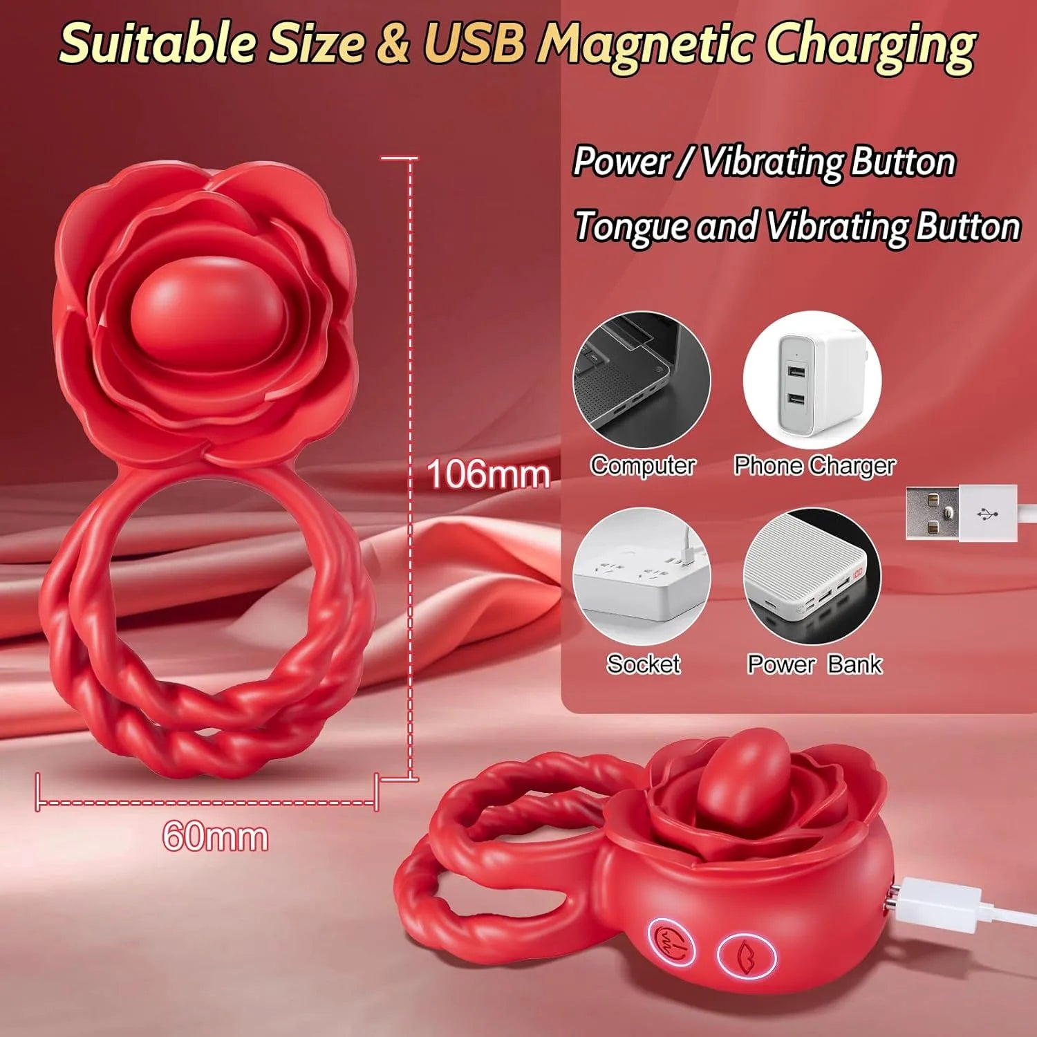 10 vibrations and 10 rotations for couples penis ring vibrator