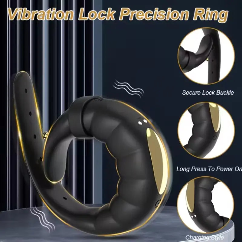 Men's adjustable strap-type vibrating penis ring