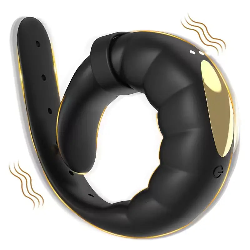 Men's adjustable strap-type vibrating penis ring