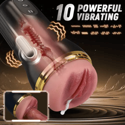 10 Vibrating Sucking Pocket Vagina Deep Throat Male Stroker