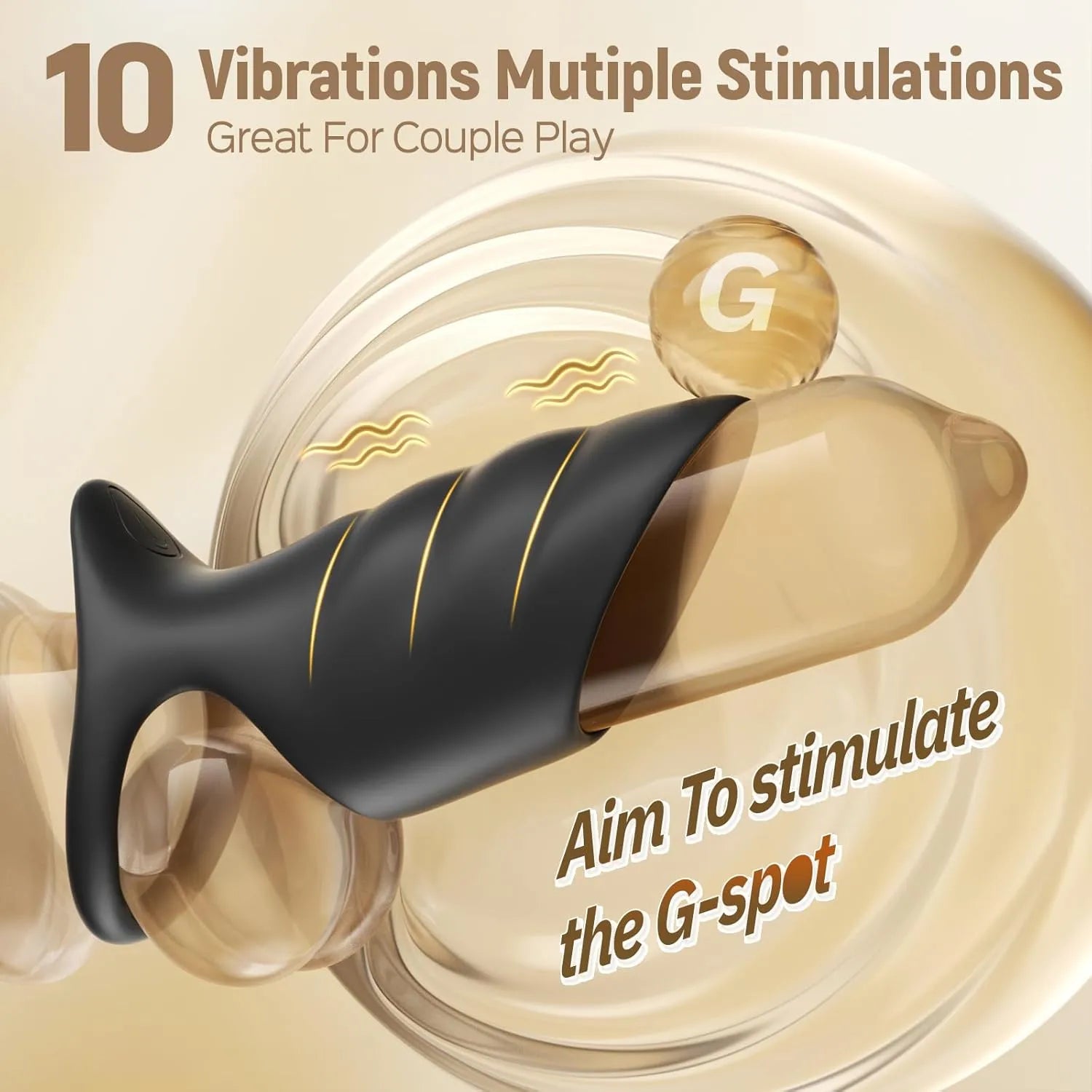 10 modes male penis testicle G-spot stimulation cock sleeve vibrator