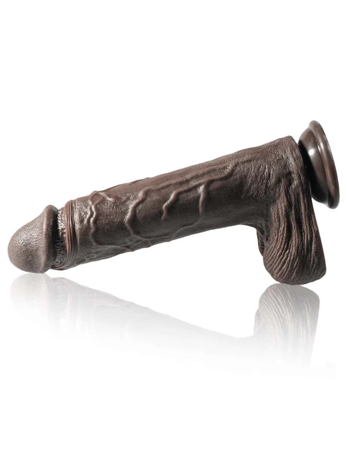 Non-Goo 10-inch black dildo with 7 thrusting modes and 3 vibration modes.