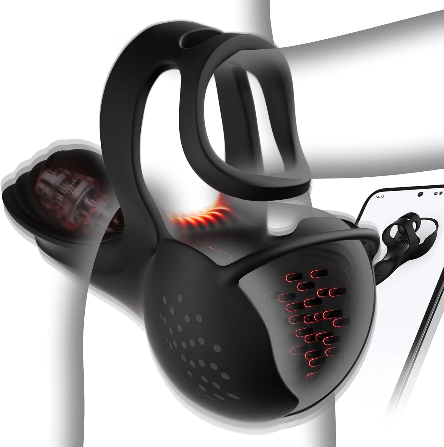 App controlled male testicle wrapped penis ring vibrator with 9 vibration and 3 heating modes