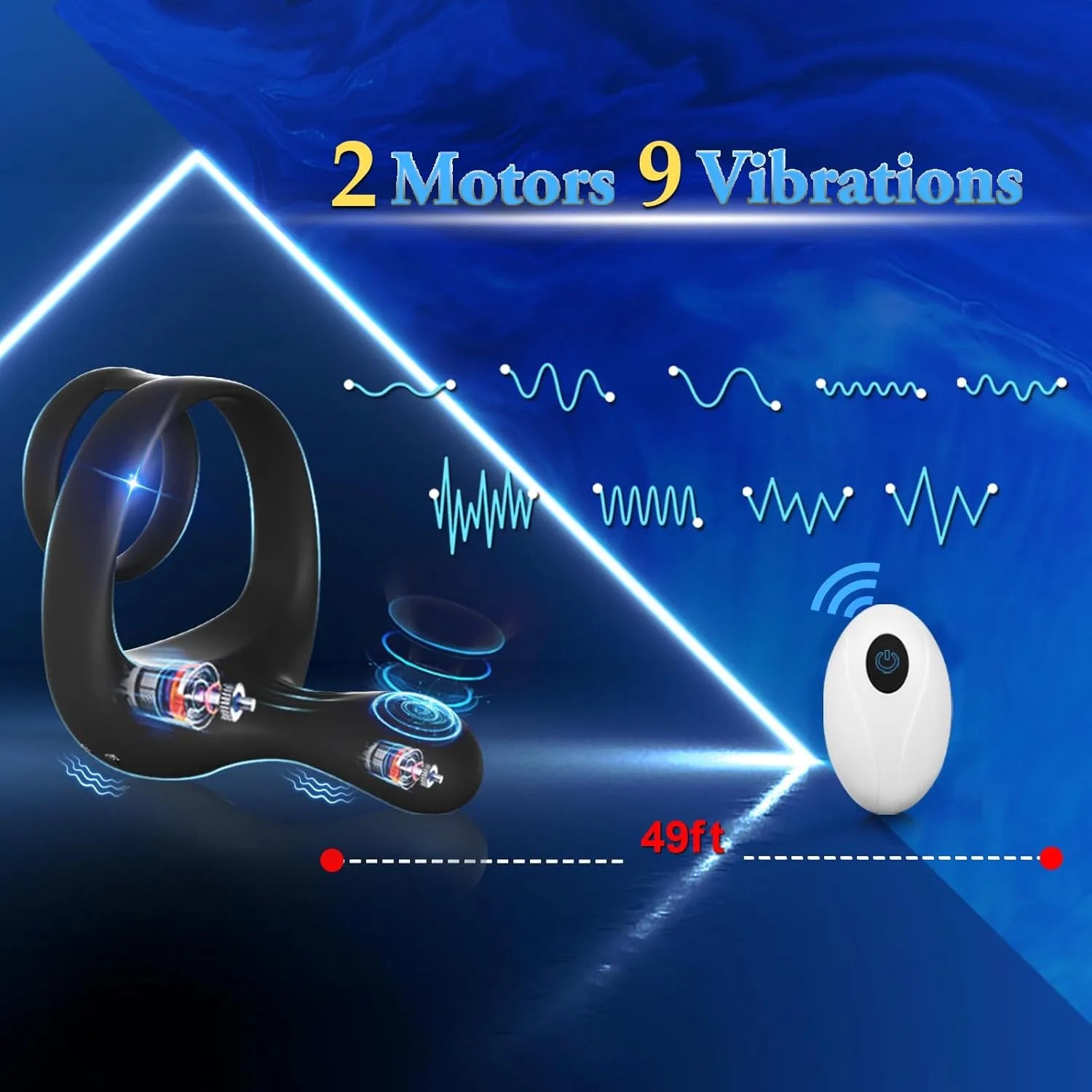 9-speed remote control dual ring vibrating penis ring couple stimulator