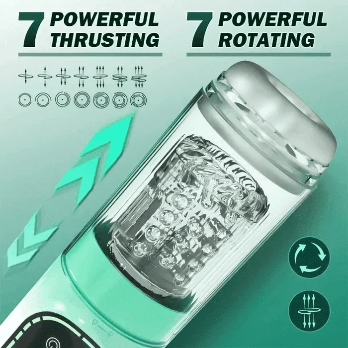 Men's waterproof penis vibrating masturbator sucking rotation thrust