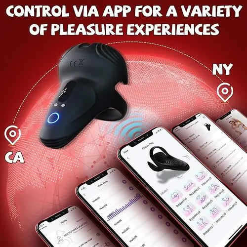 APP Controlled 10-Level Vibration Penis Ring Testicle Stimulator