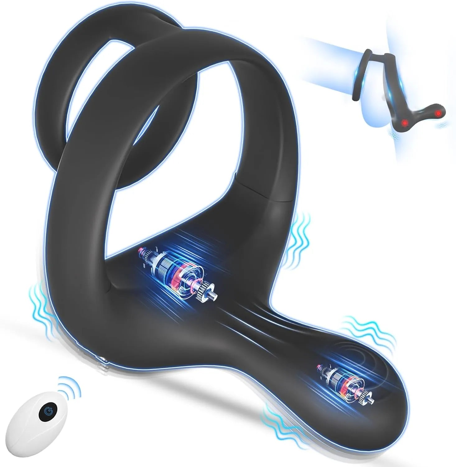9-speed remote control dual ring vibrating penis ring couple stimulator